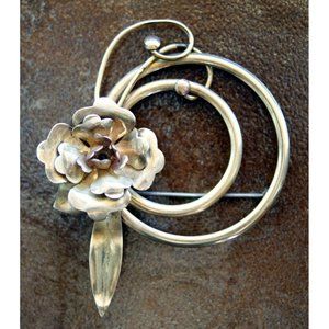 Vintage Harry Iskin Gold Filled Flower Brooch Pin